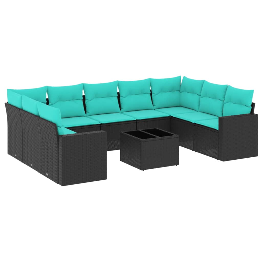 10-Delige Loungeset Met Kussens Poly Rattan