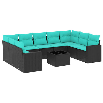 10-Delige Loungeset Met Kussens Poly Rattan