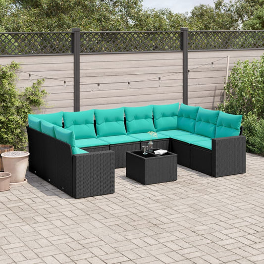 10-Delige Loungeset Met Kussens Poly Rattan