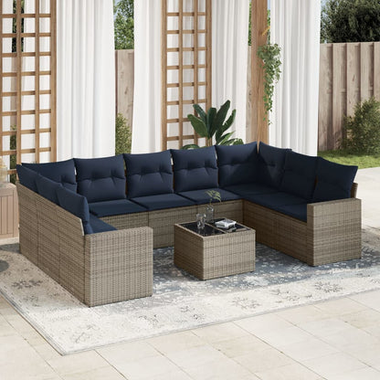 10-Delige Loungeset Met Kussens Poly Rattan