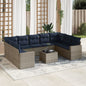 10-Delige Loungeset Met Kussens Poly Rattan