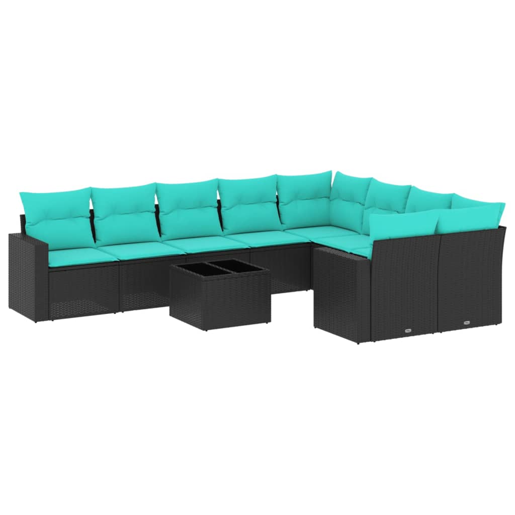 10-Delige Loungeset Met Kussens Poly Rattan