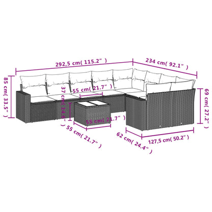 10-Delige Loungeset Met Kussens Poly Rattan