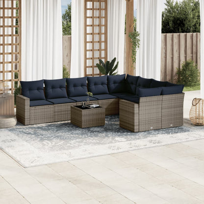 10-Delige Loungeset Met Kussens Poly Rattan