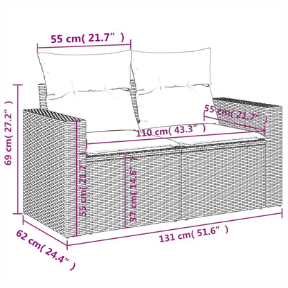 10-Delige Loungeset Met Kussens Poly Rattan