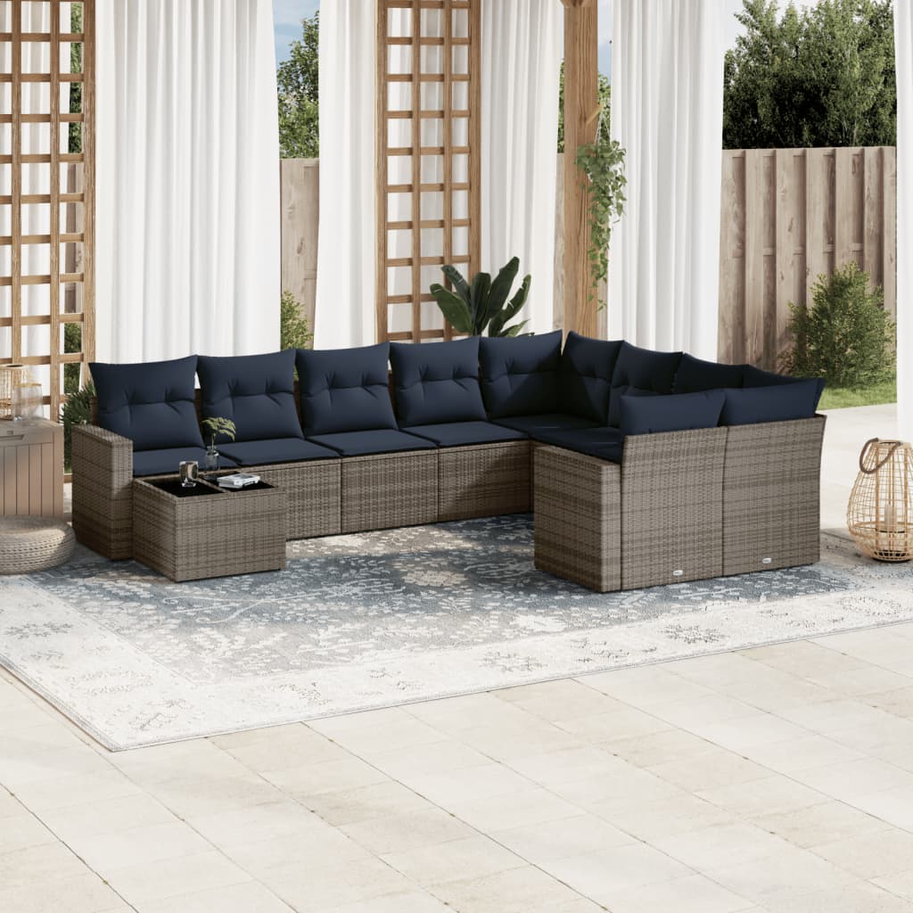 10-Delige Loungeset Met Kussens Poly Rattan
