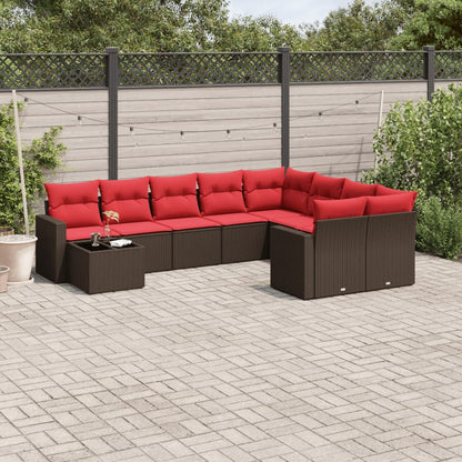 10-Delige Loungeset Met Kussens Poly Rattan
