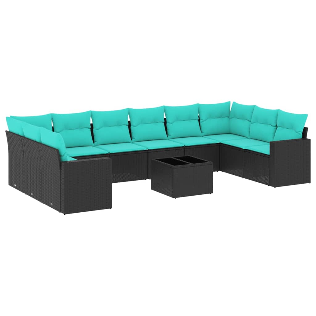 1 Loungeset Met Kussens Poly Rattan