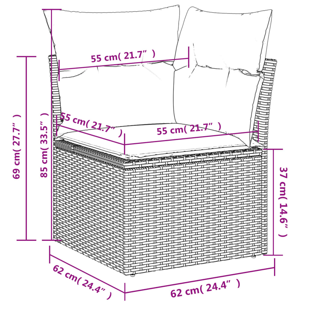 1 Loungeset Met Kussens Poly Rattan