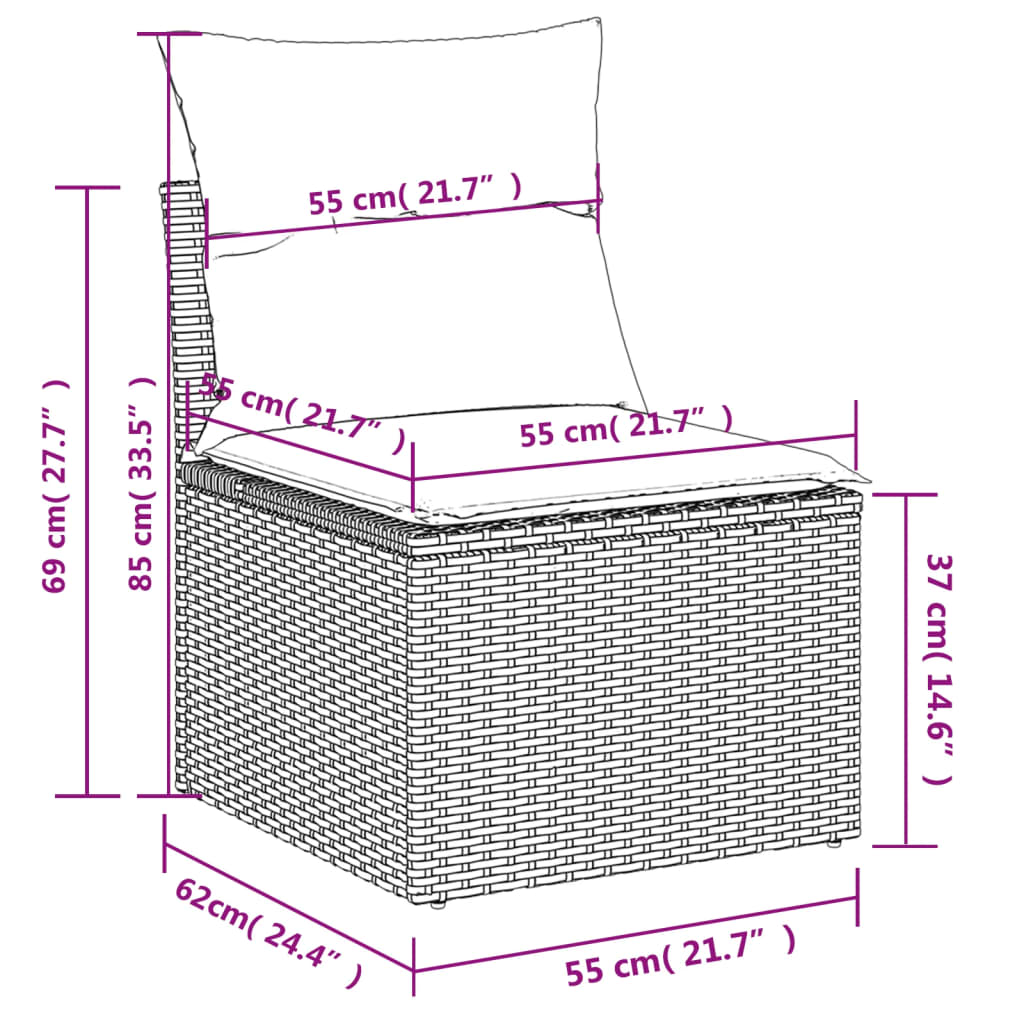1 Loungeset Met Kussens Poly Rattan