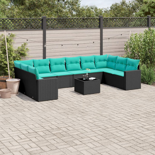 1 Loungeset Met Kussens Poly Rattan