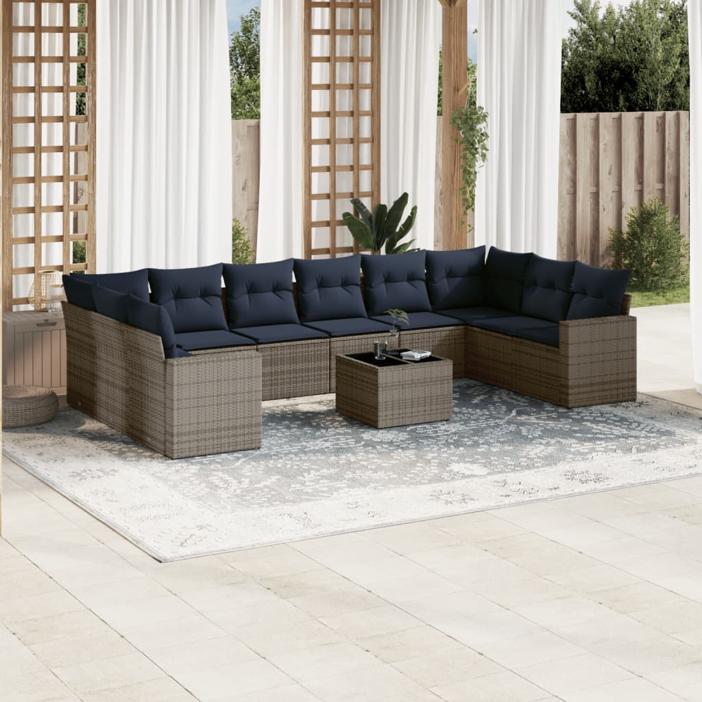 1 Loungeset Met Kussens Poly Rattan
