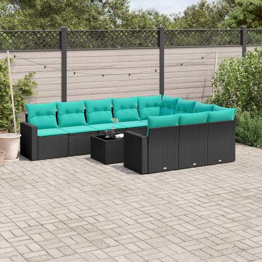 1 Loungeset Met Kussens Poly Rattan