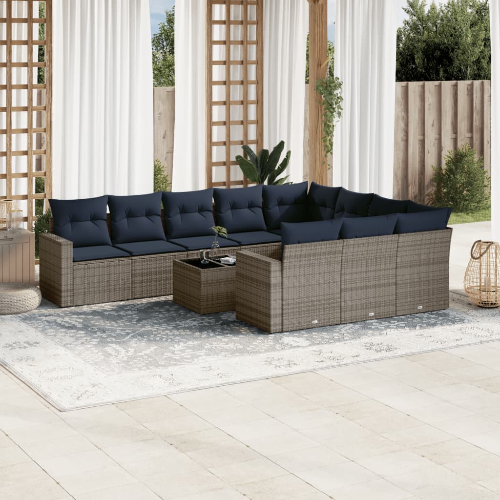 1 Loungeset Met Kussens Poly Rattan
