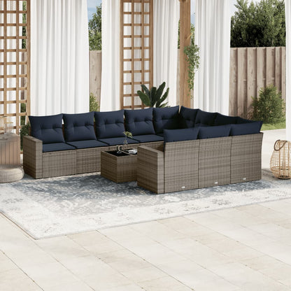 1 Loungeset Met Kussens Poly Rattan