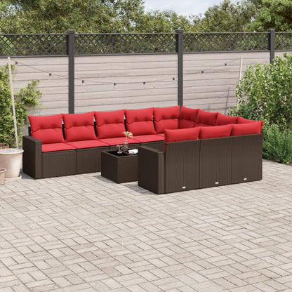 1 Loungeset Met Kussens Poly Rattan
