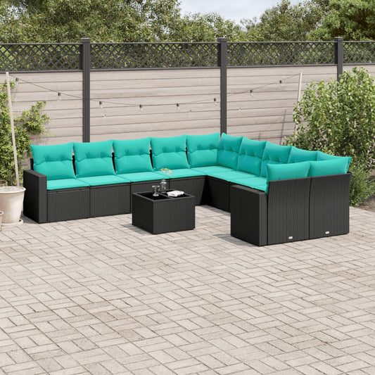 1 Loungeset Met Kussens Poly Rattan