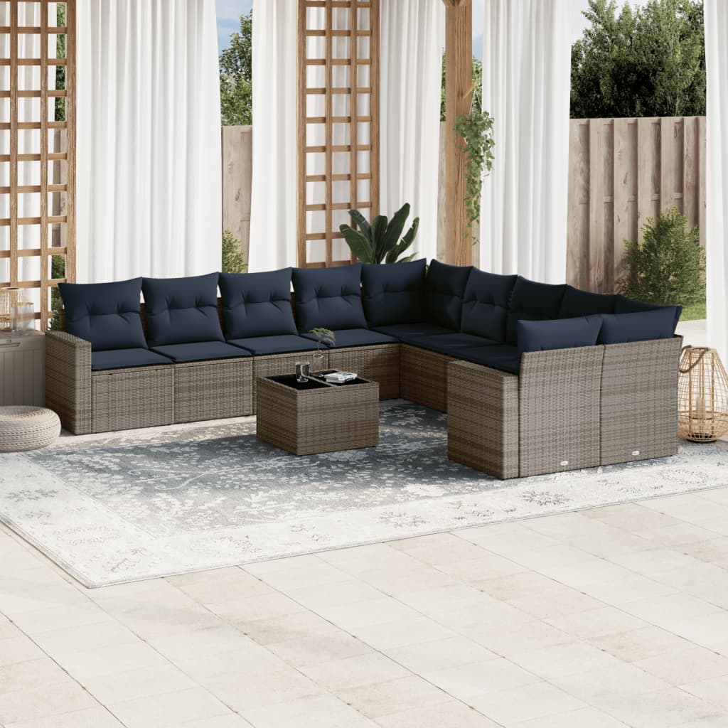 1 Loungeset Met Kussens Poly Rattan