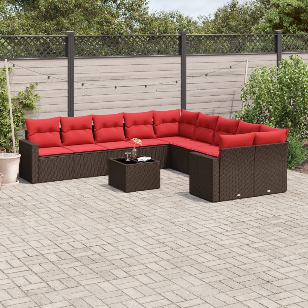 1 Loungeset Met Kussens Poly Rattan