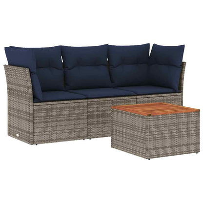 4-Delige Loungeset Met Kussens Poly Rattan