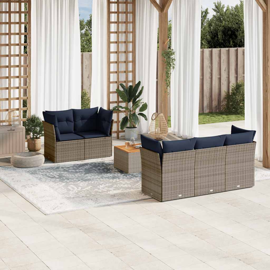6-Delige Loungeset Met Kussens Poly Rattan