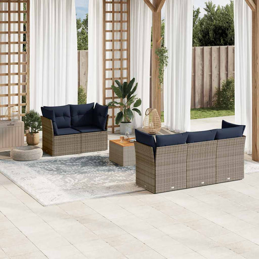 6-Delige Loungeset Met Kussens Poly Rattan