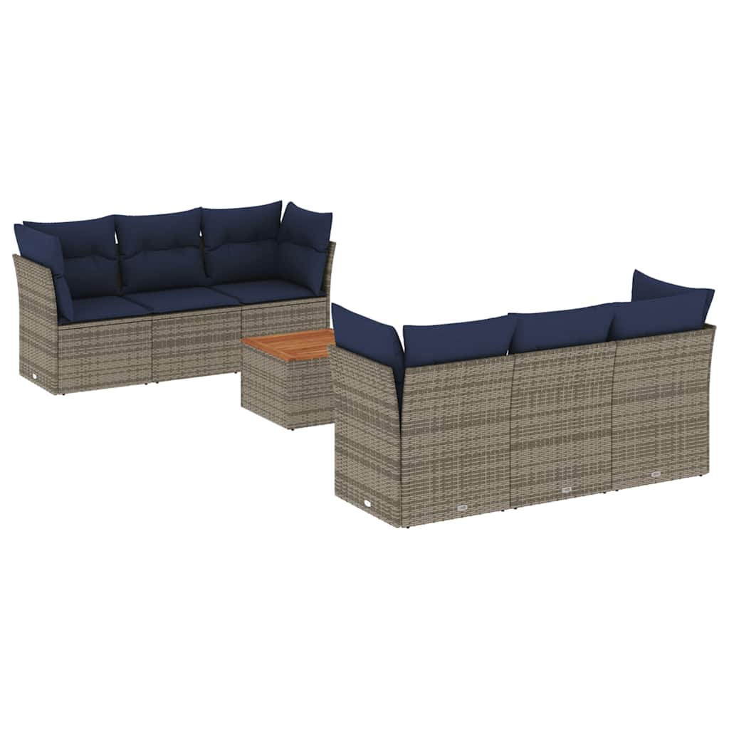 7-Delige Loungeset Met Kussens Poly Rattan