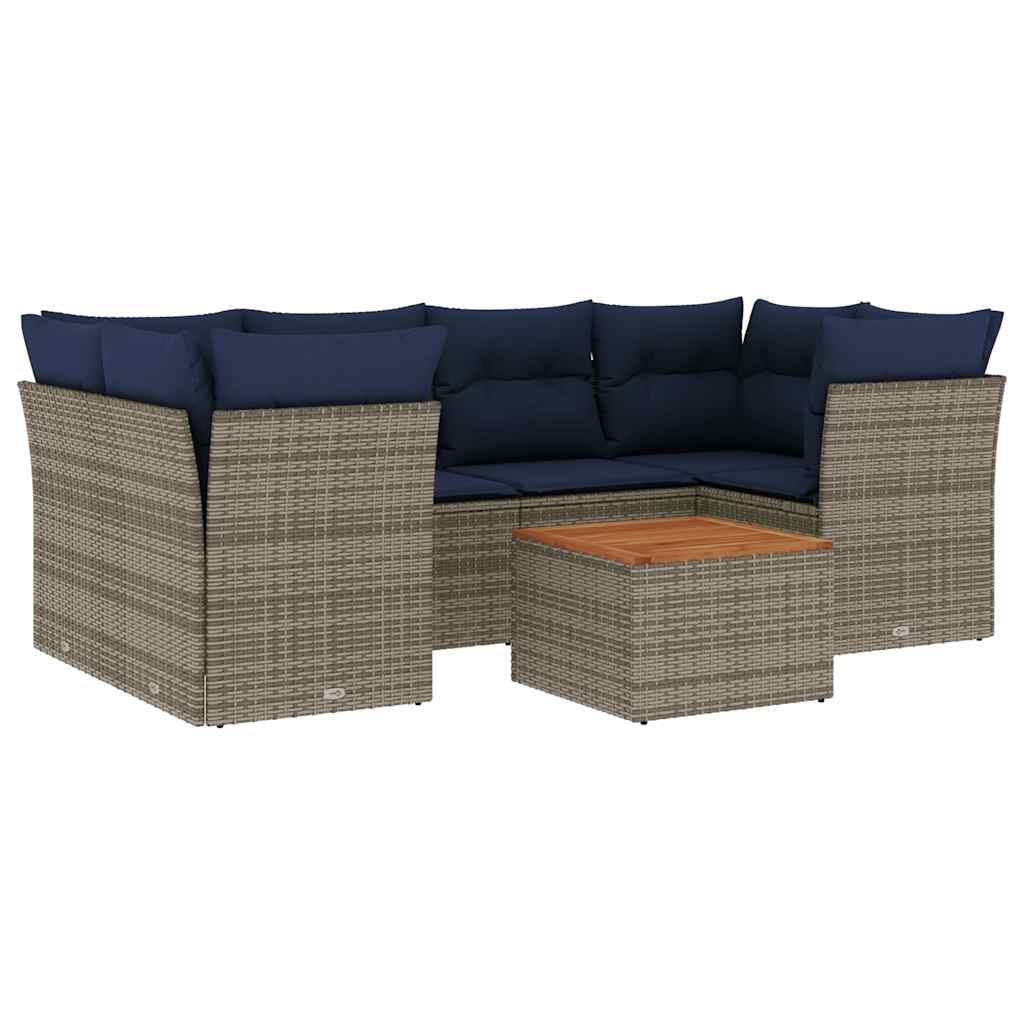 7-Delige Loungeset Met Kussens Poly Rattan