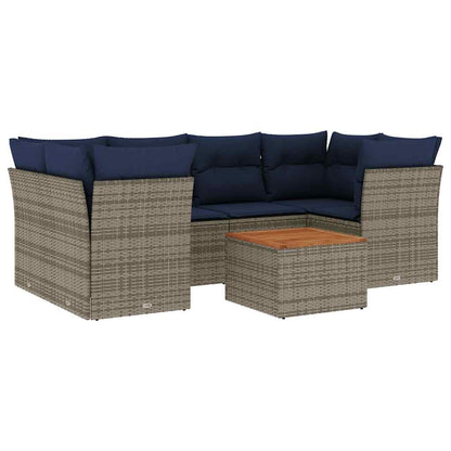 7-Delige Loungeset Met Kussens Poly Rattan