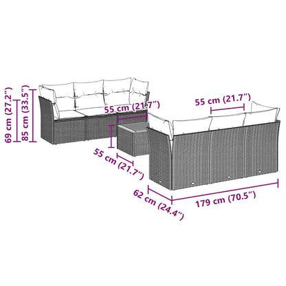 7-Delige Loungeset Met Kussens Poly Rattan