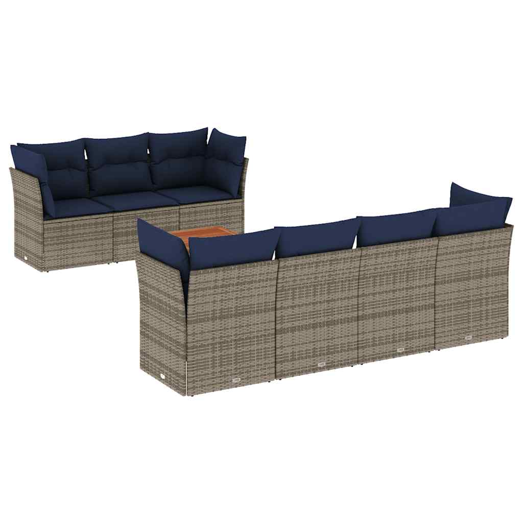 8-Delige Loungeset Met Kussens Poly Rattan