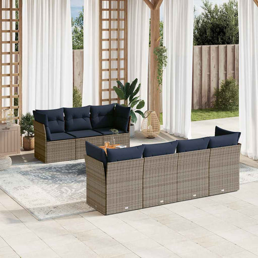 8-Delige Loungeset Met Kussens Poly Rattan