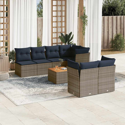 8-Delige Loungeset Met Kussens Poly Rattan