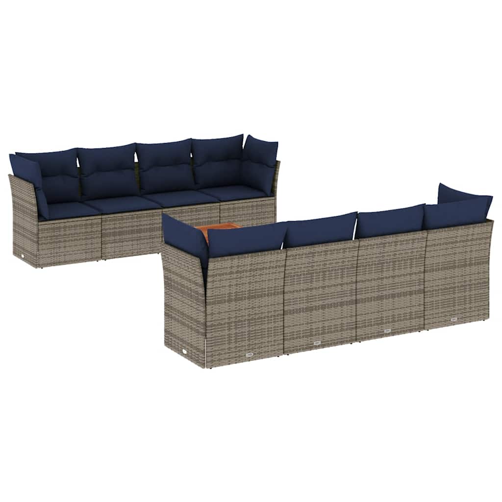 9-Delige Loungeset Met Kussens Poly Rattan