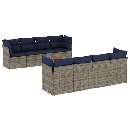 9-Delige Loungeset Met Kussens Poly Rattan