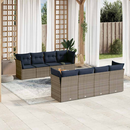 9-Delige Loungeset Met Kussens Poly Rattan