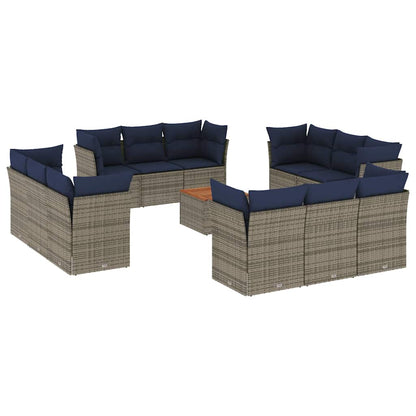 13-Delige Loungeset Met Kussens Poly Rattan
