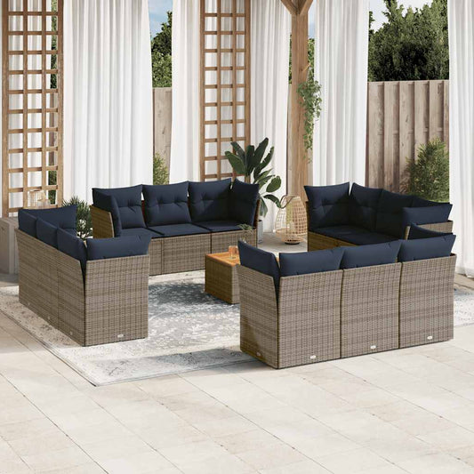 13-Delige Loungeset Met Kussens Poly Rattan