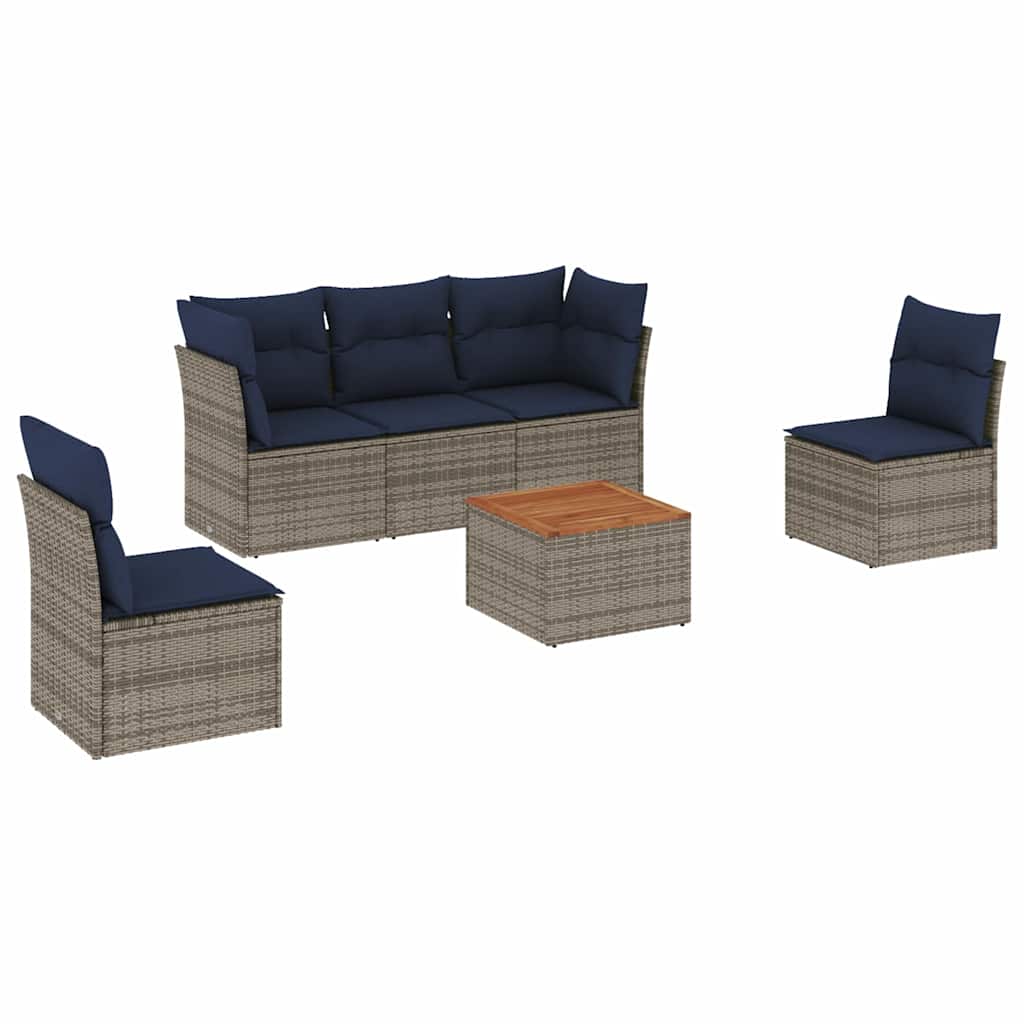 6-Delige Loungeset Met Kussens Poly Rattan