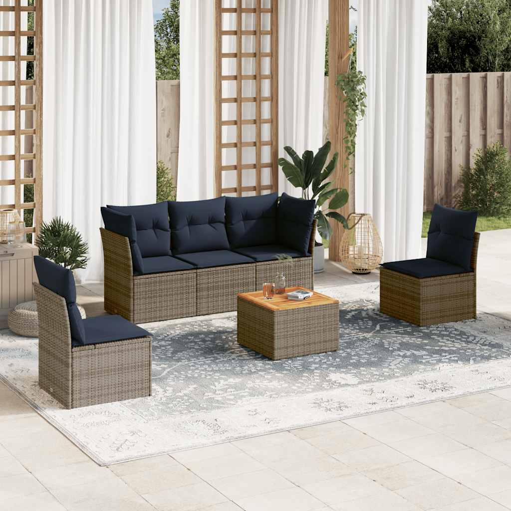6-Delige Loungeset Met Kussens Poly Rattan