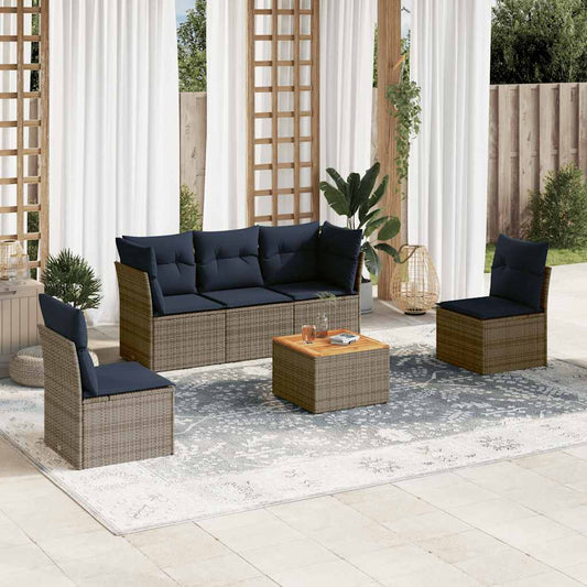 6-Delige Loungeset Met Kussens Poly Rattan