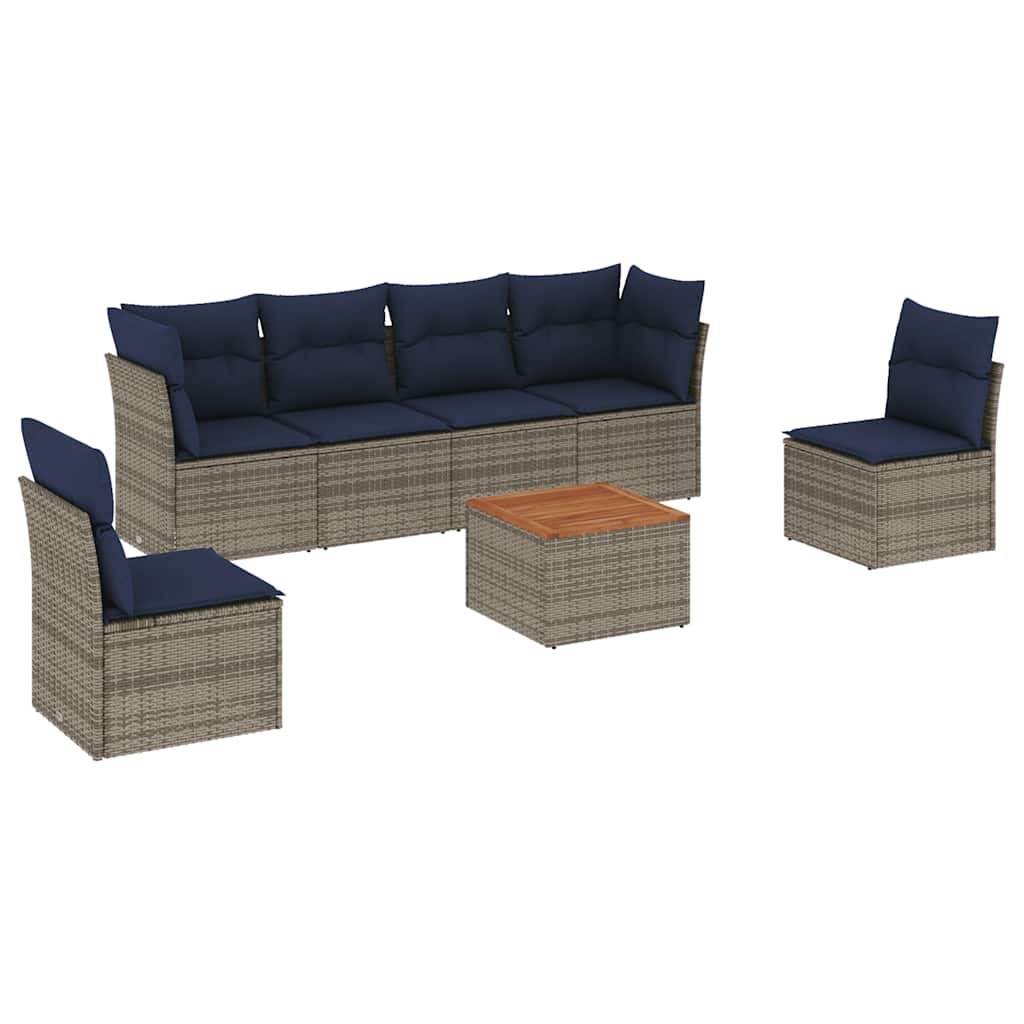 7-Delige Loungeset Met Kussens Poly Rattan