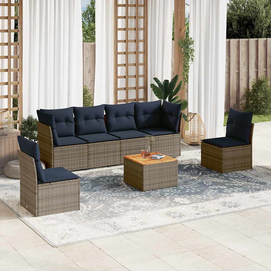 7-Delige Loungeset Met Kussens Poly Rattan