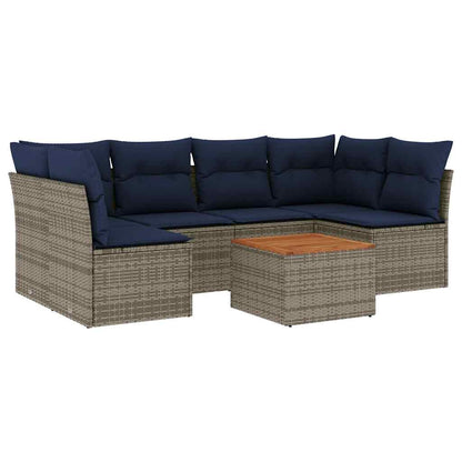 7-Delige Loungeset Met Kussens Poly Rattan