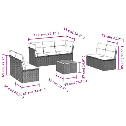 8-Delige Loungeset Met Kussens Poly Rattan