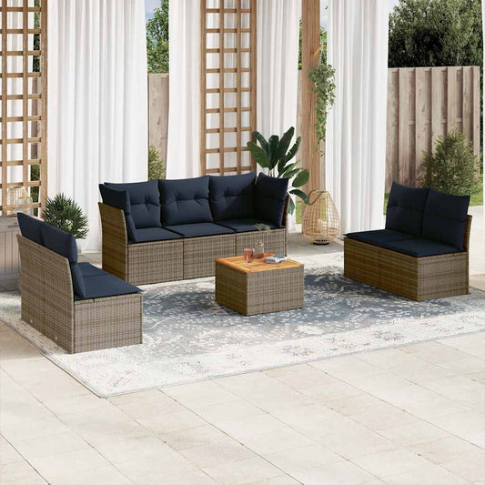 8-Delige Loungeset Met Kussens Poly Rattan