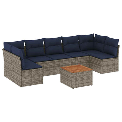 8-Delige Loungeset Met Kussens Poly Rattan