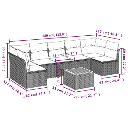 8-Delige Loungeset Met Kussens Poly Rattan