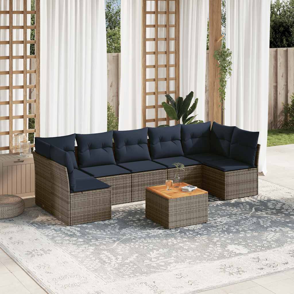 8-Delige Loungeset Met Kussens Poly Rattan