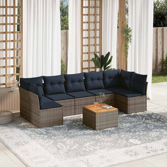 8-Delige Loungeset Met Kussens Poly Rattan